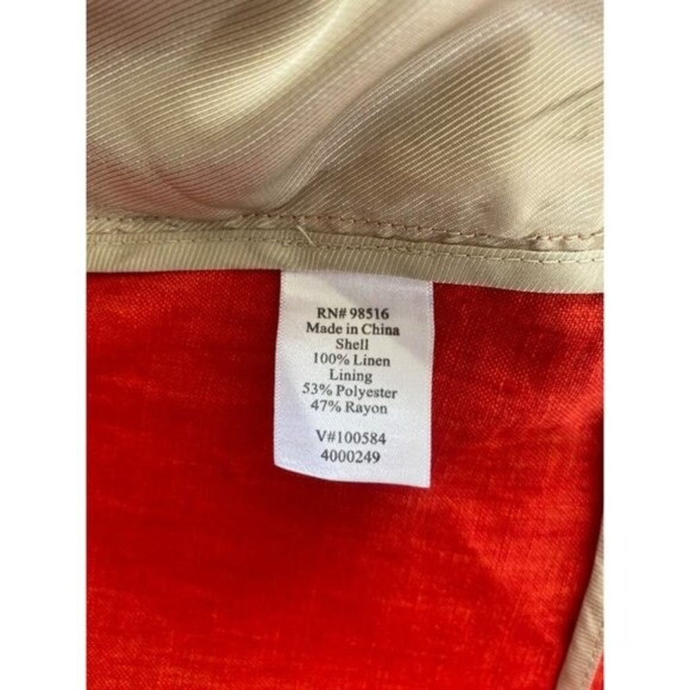 Coldwater Creek Blazer Womens 14 100% Linen Open‎ Front Pockets Size 14 - Picture 9 of 12